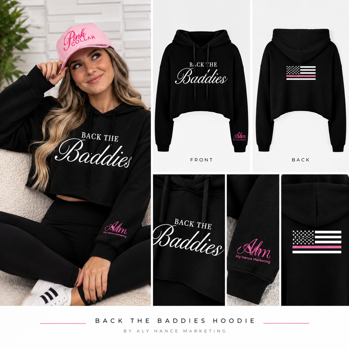 Back the Baddies Cropped Fleece Hoodie