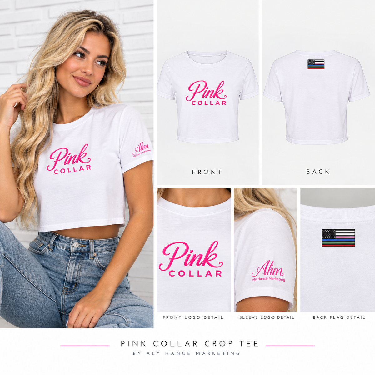 Pink Collar Crop Tee