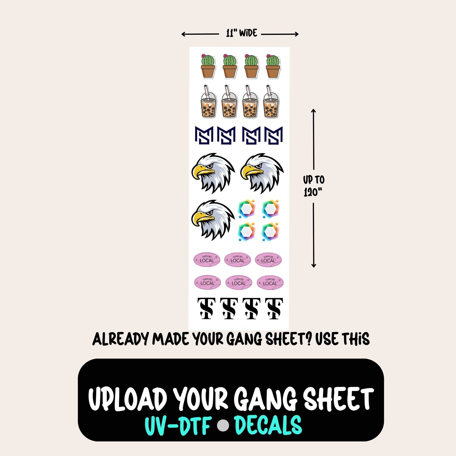 UVDTF UPLOAD A GANG SHEET (DECALS FOR HARD SURFACES)