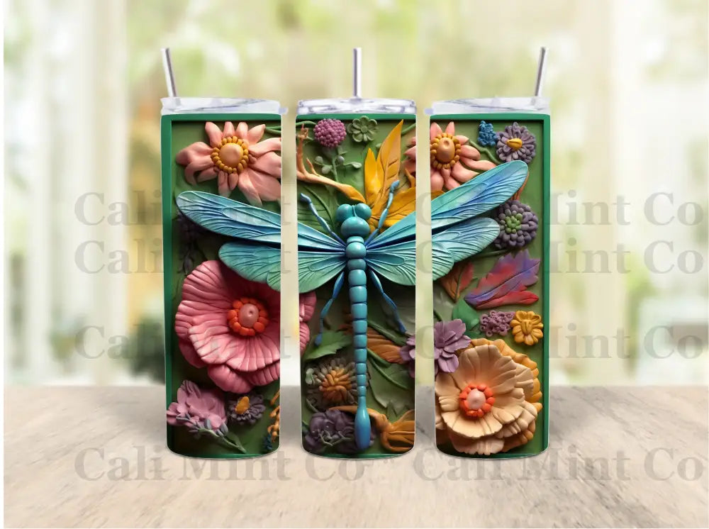 3D Dragonfly Style Skinny Tumbler