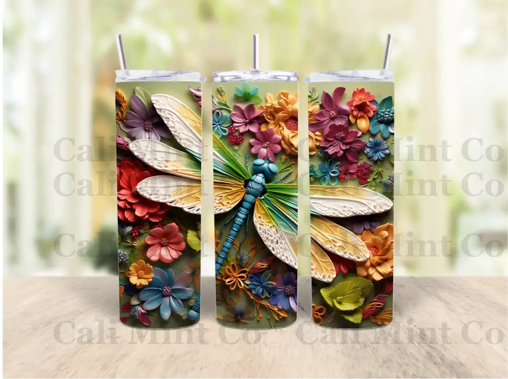 3D Dragonfly Tumbler Skinny Tumbler