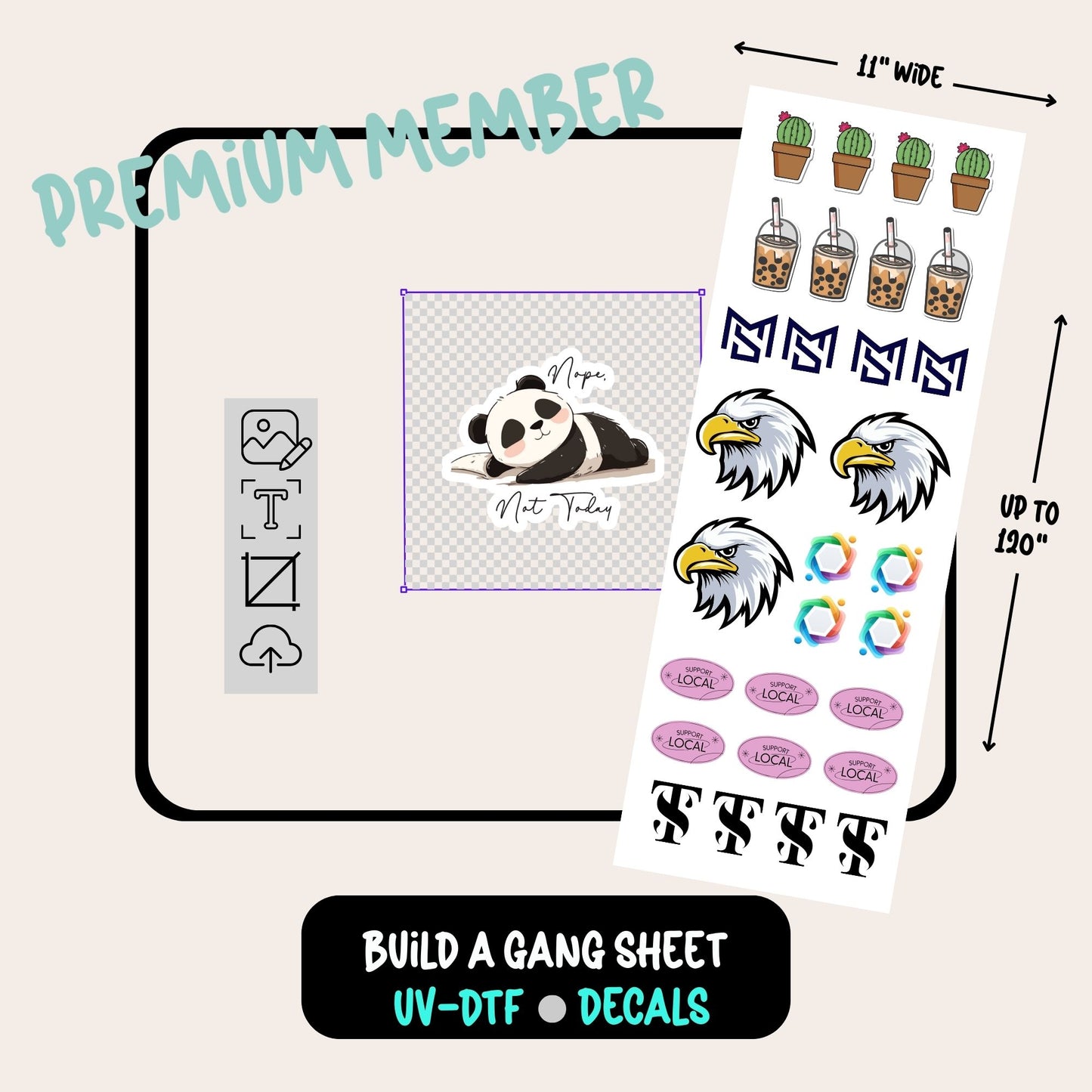 UVDTF BUILD A GANG SHEET- YOUR IMAGES AND OURS Premium - Cali Mint Co