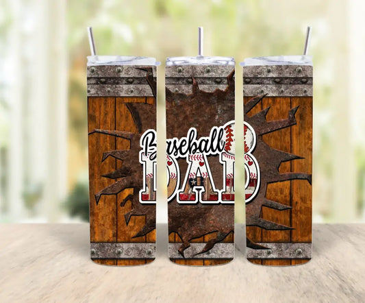 Baseball Dad Rustic Tumbler Skinny