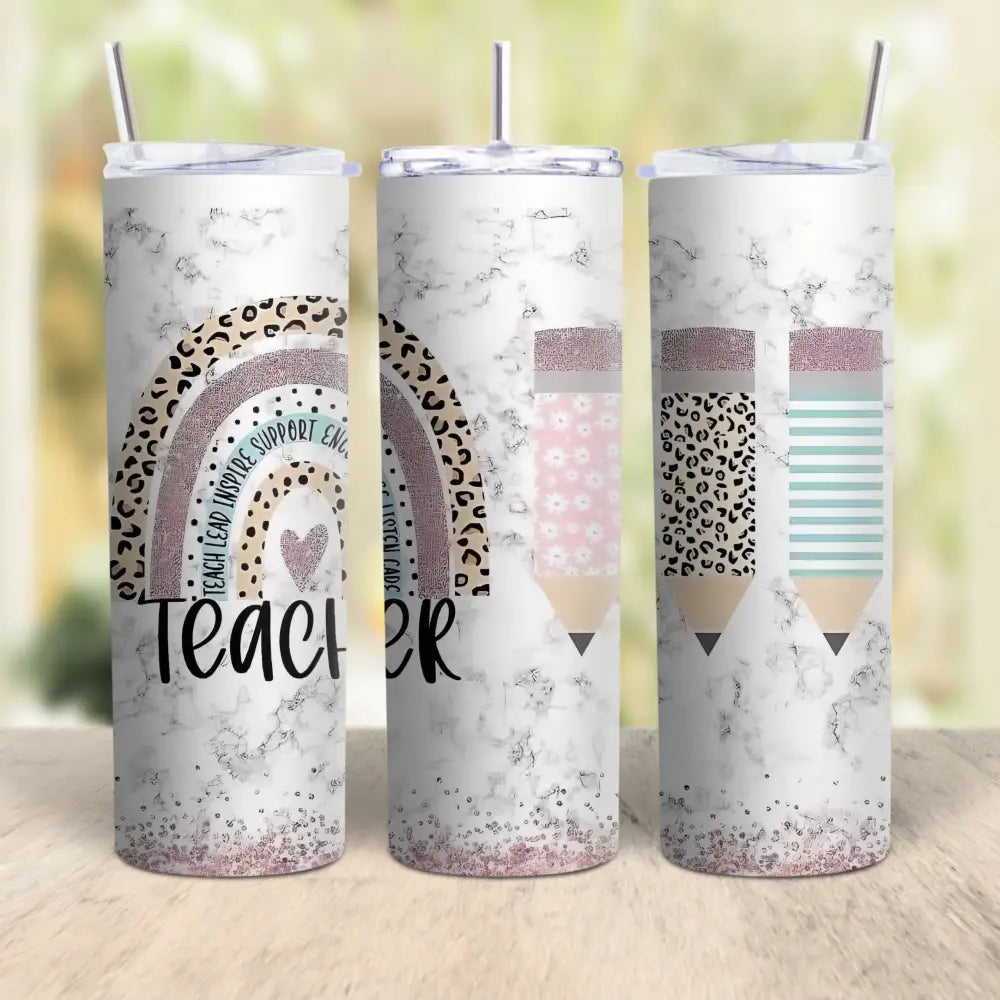 Boho Rainbow Teacher Tumbler Drinkware