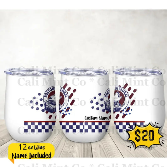 Bostonia Wine Tumbler- Checkered Drinkware