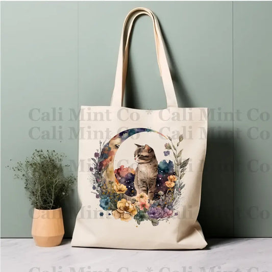 Cat Flower Tote Bag