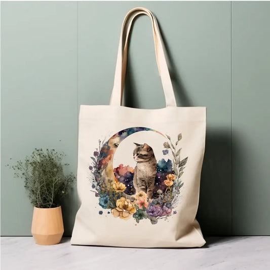 Cat Flower Tote Bag
