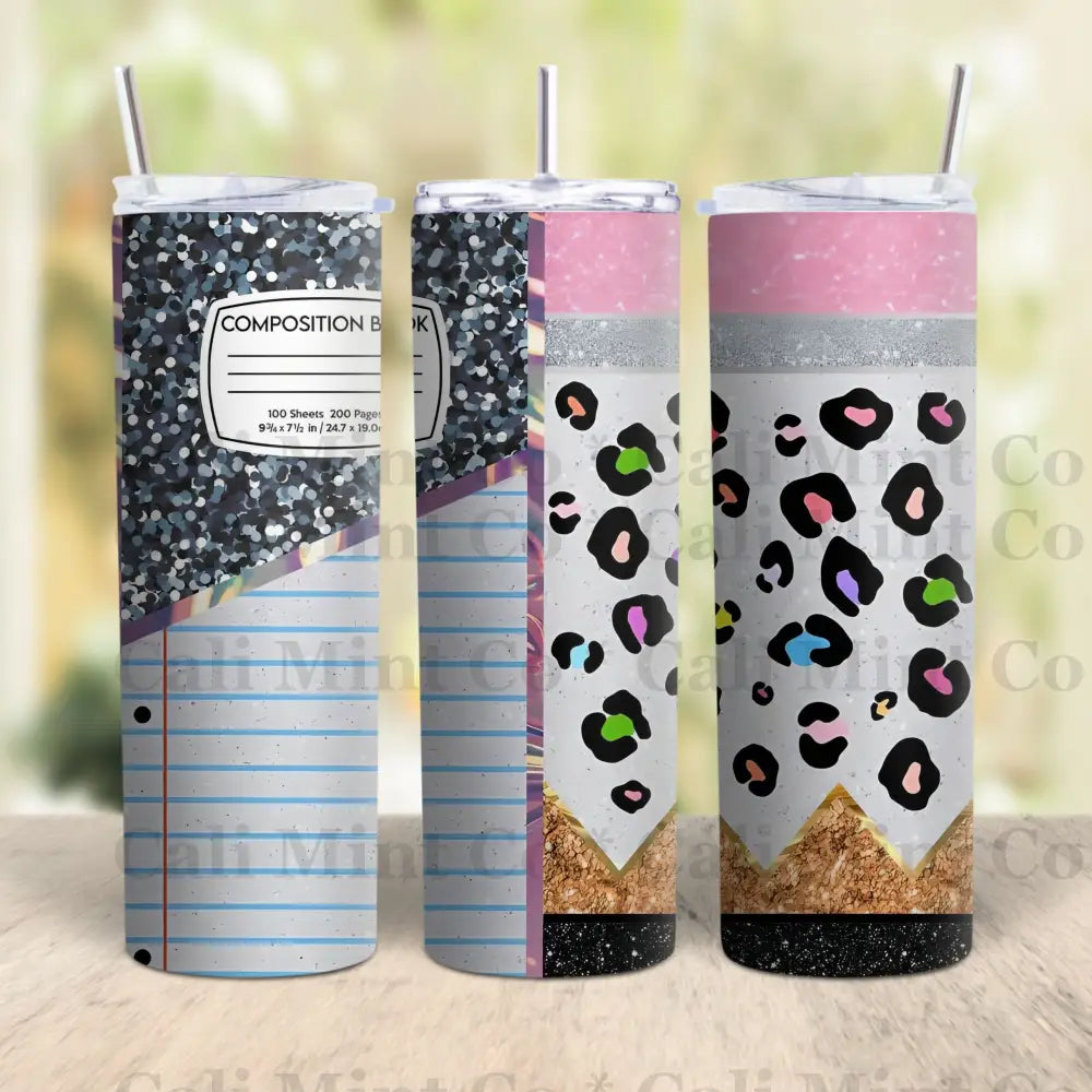 Composition Glitter Teacher Tumbler Drinkware