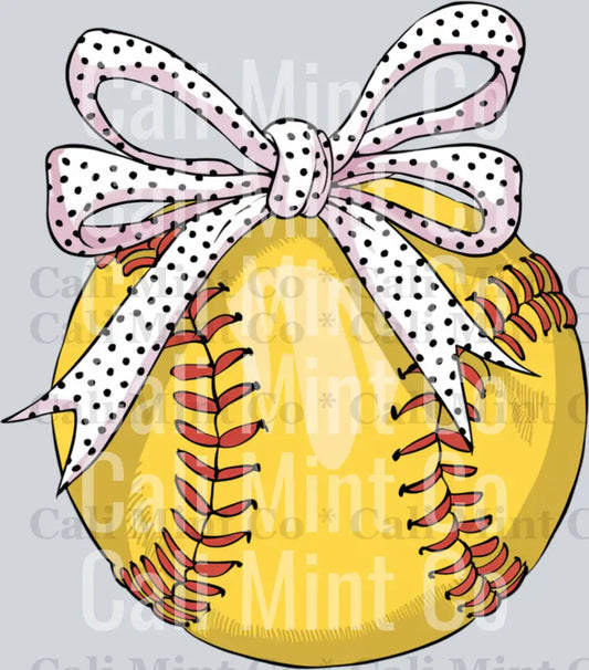Coquette Bow Softball PNG