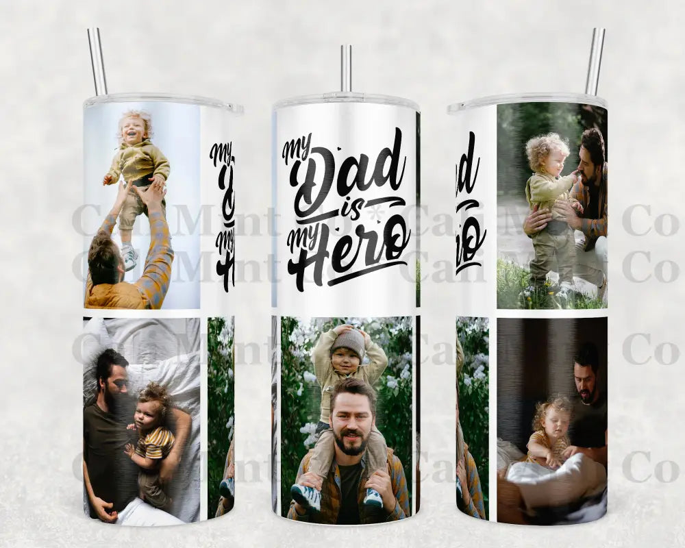 Dad Is My Hero Custom Photo Tumbler Tumbler