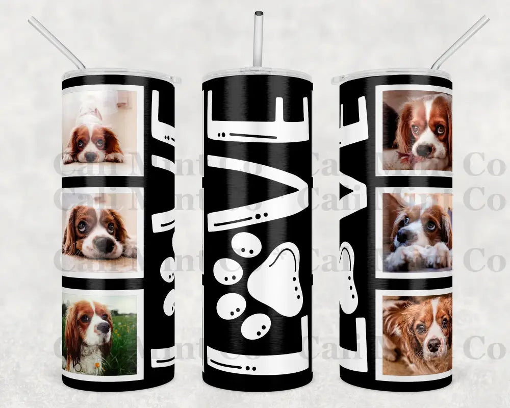 Dog Love Photo Tumbler Skinny Tumbler