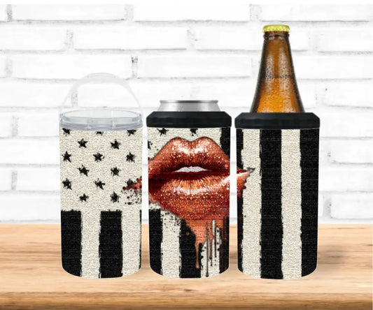 Fun Lip & Flag Design 4In1 Tumbler Drinkware