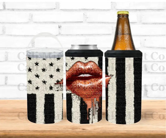 Fun Lip & Flag Design 4In1 Tumbler Drinkware