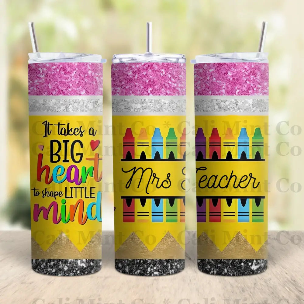 Glitter Pencil Teacher Tumbler Drinkware