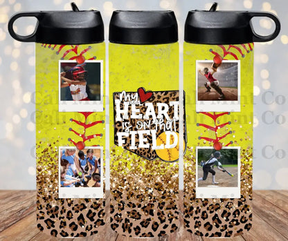 Heart On Softball Field Custom Photo Tumbler Skinny Tumbler