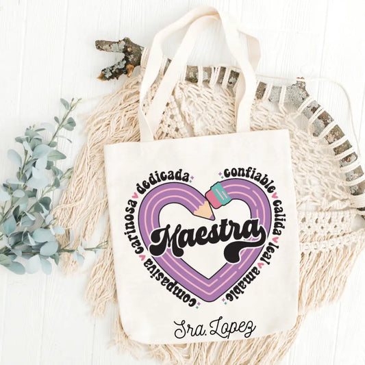 Maestra Purple Pencil Tote Bag
