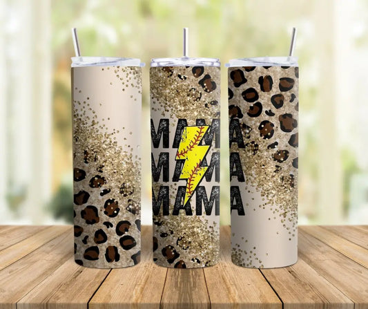 Mama Cheetah Softball Mom Tumbler Skinny Tumbler
