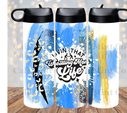 My Wrestling Mom Era Blue Tumbler Skinny Tumbler