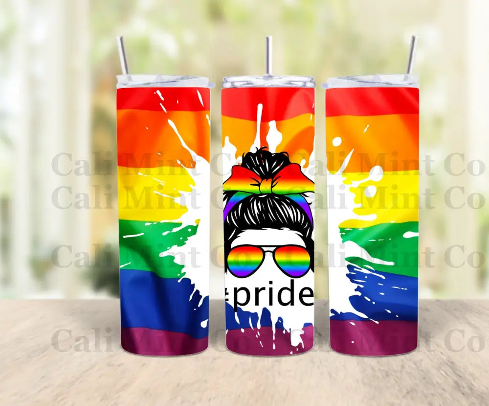 Pride-Mom With Sunglasses Tumbler Skinny Tumbler