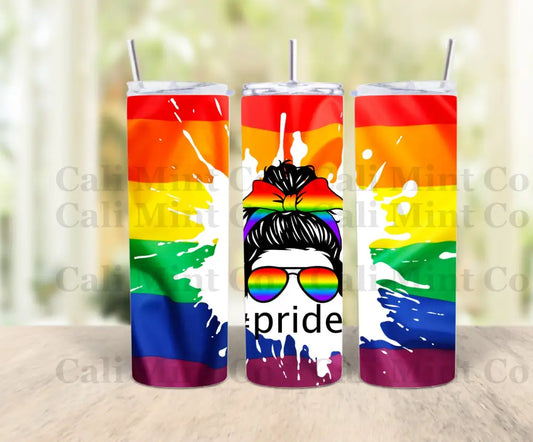 Pride-Mom With Sunglasses Tumbler Skinny Tumbler