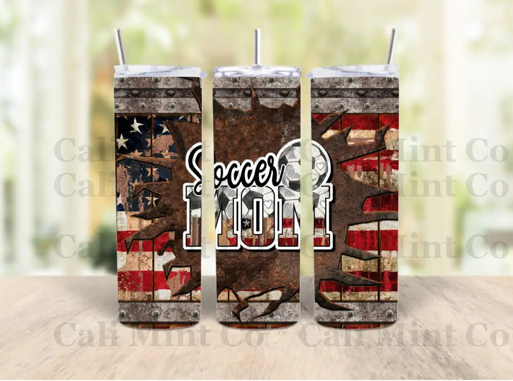 Soccer Mom Patriotic Tumbler Skinny Tumbler