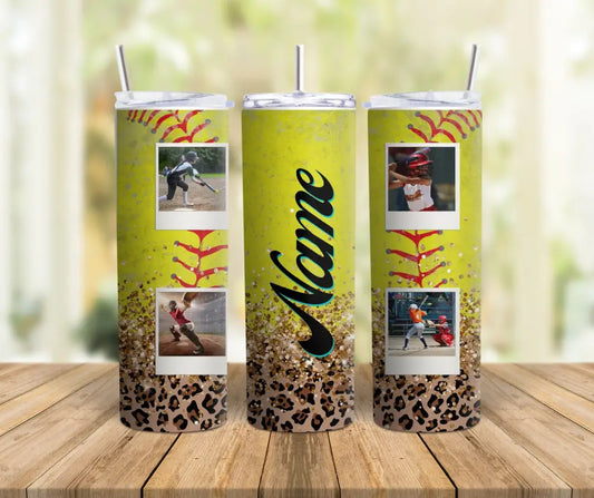 Softball Custom Photo Tumbler Skinny Tumbler
