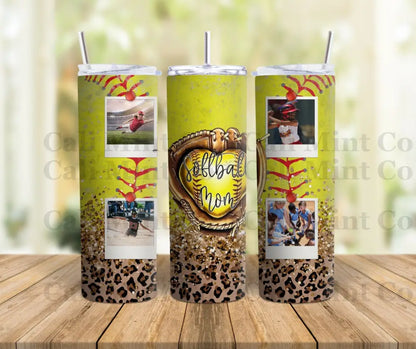 Softball Mama Mitt Custom Photo Tumbler Skinny Tumbler