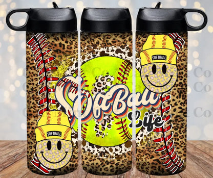 Softball Smiley Face Cheetah Tumbler Tumbler