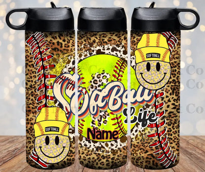 Softball Smiley Face Cheetah Tumbler Tumbler