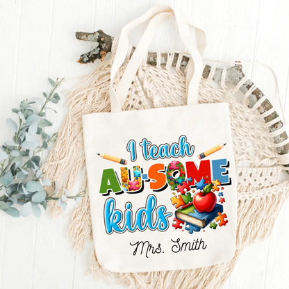 Teacher Autism Tote Bag