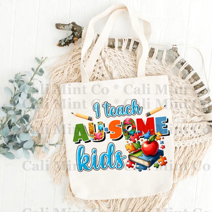 Teacher Autism Tote Bag