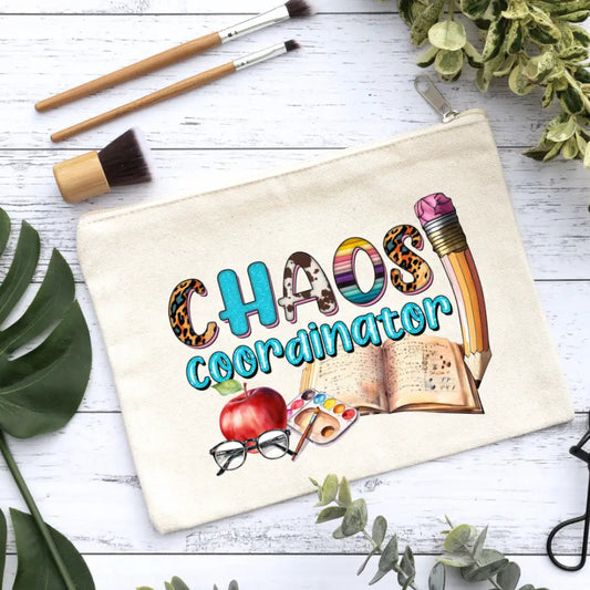 Teacher Chaos Coordinator Canvas Makeup Bag Canvas Bag