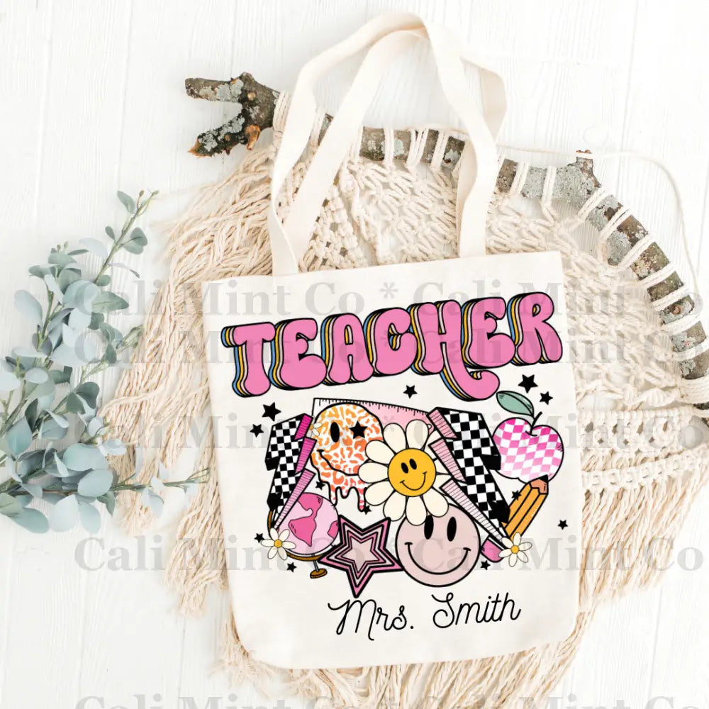 Teacher Checkered Tote Bag