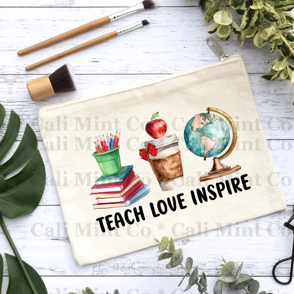 Teacher Inspire Canvas Makeup Bag Canvas Bag