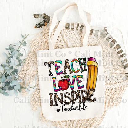 Teacher Love Inspire Tote Bag