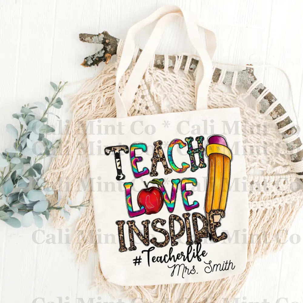 Teacher Love Inspire Tote Bag