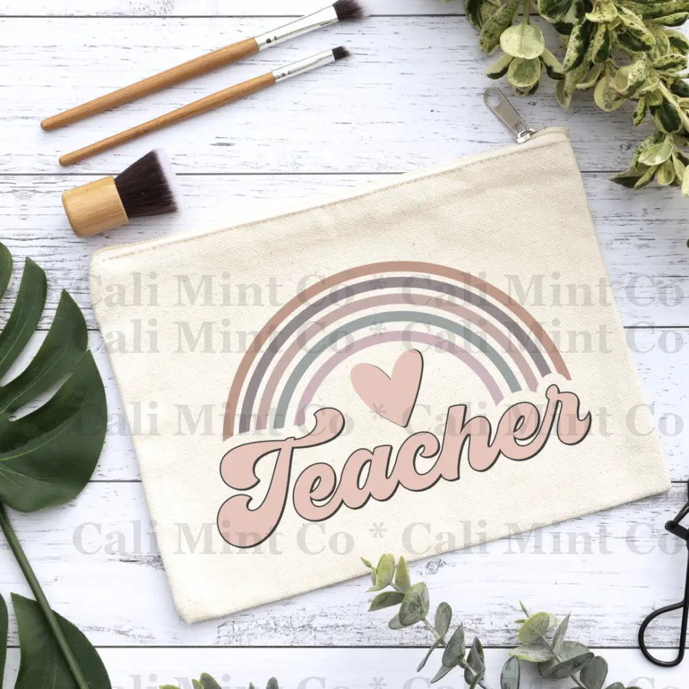 Teacher Rainbow Canvas Makeup Bag Canvas Bag