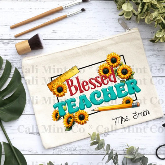 Teacher Sunflower Canvas Makeup Bag Canvas Bag