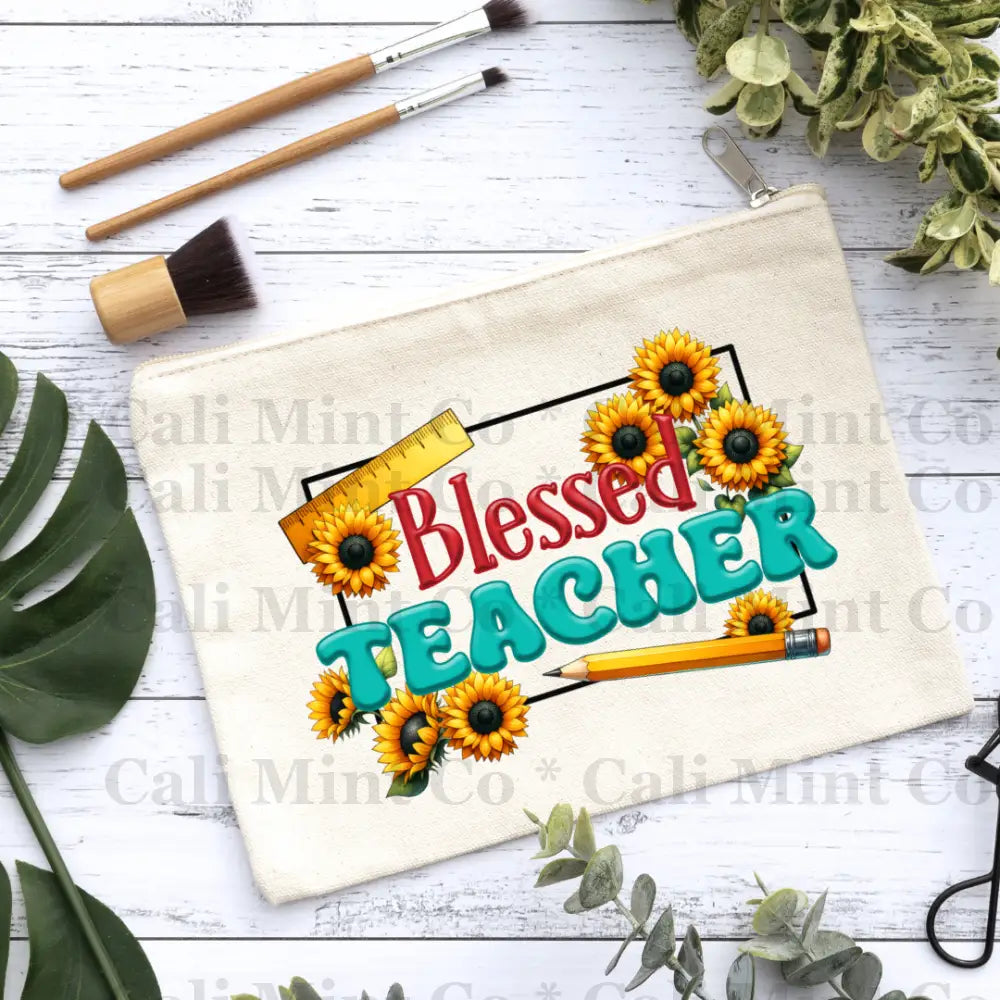 Teacher Sunflower Canvas Makeup Bag Canvas Bag