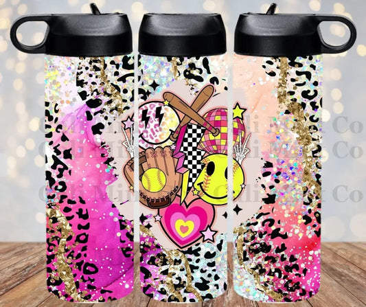 Vibrant Cheetah Style Softball Tumbler Tumbler