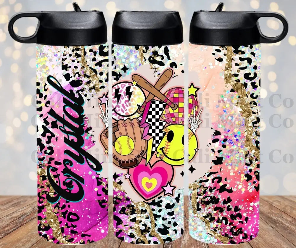 Vibrant Cheetah Style Softball Tumbler Tumbler