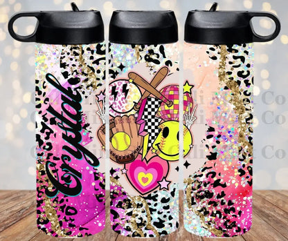 Vibrant Cheetah Style Softball Tumbler Tumbler